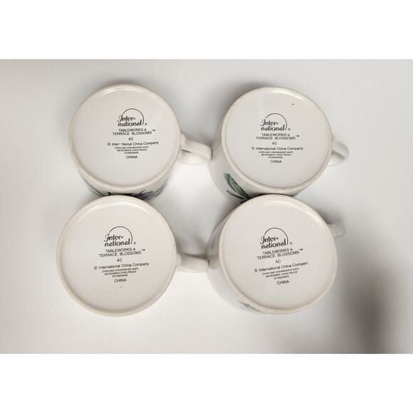 International Tableworks Terrace Blossoms Coffee Lot of 4 Tea Mugs - Picture 7 of 7